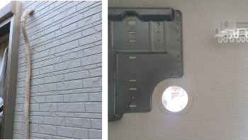 木造戸建新規配管穴(スリーブ)の開口作業